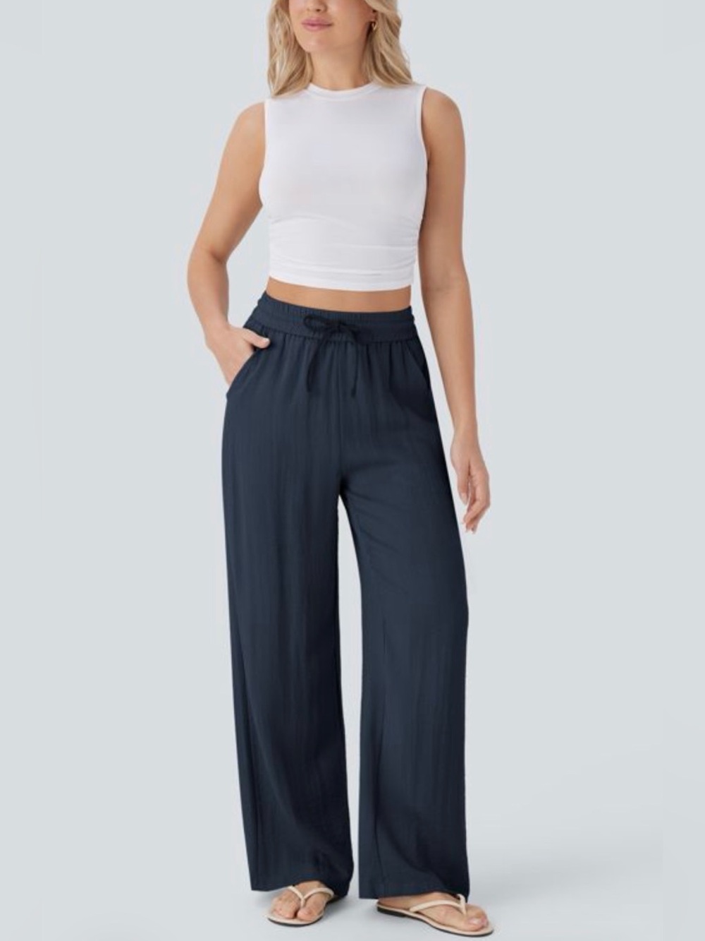 Halara High Waisted Drawstring Wide Leg Pants – NWT